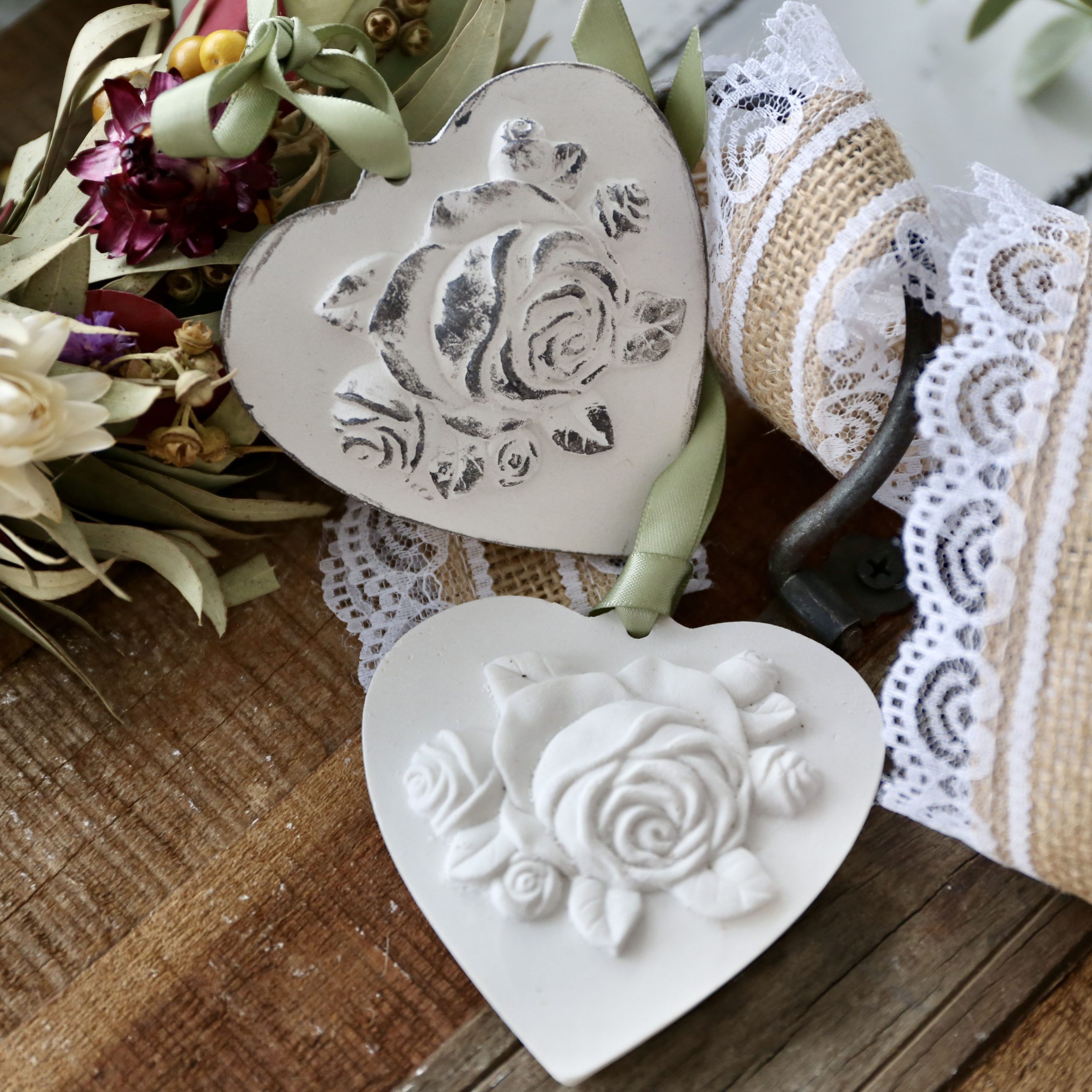 *Silikon-Gießform - Herz - Anhänger - Blumenbild* – Bild 6