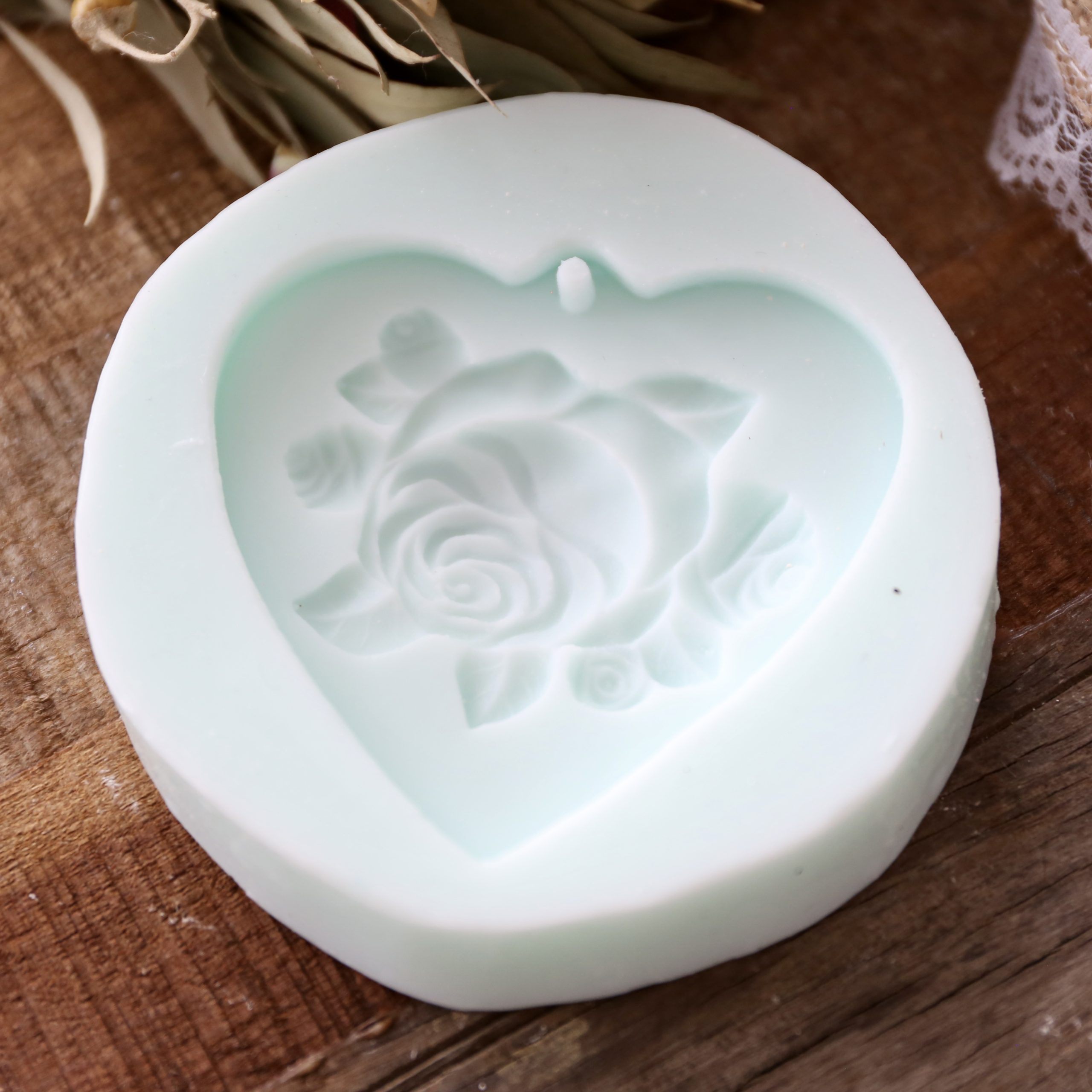 *Silikon-Gießform - Herz - Anhänger - Blumenbild* – Bild 9