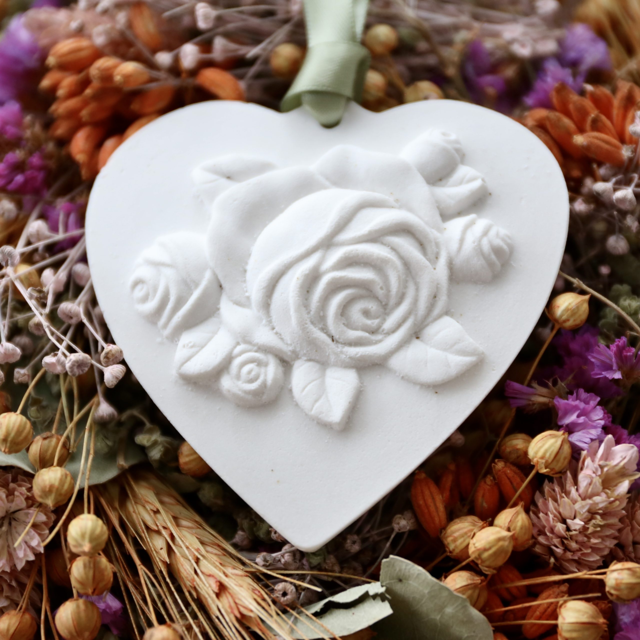 *Silikon-Gießform - Herz - Anhänger - Blumenbild* – Bild 11