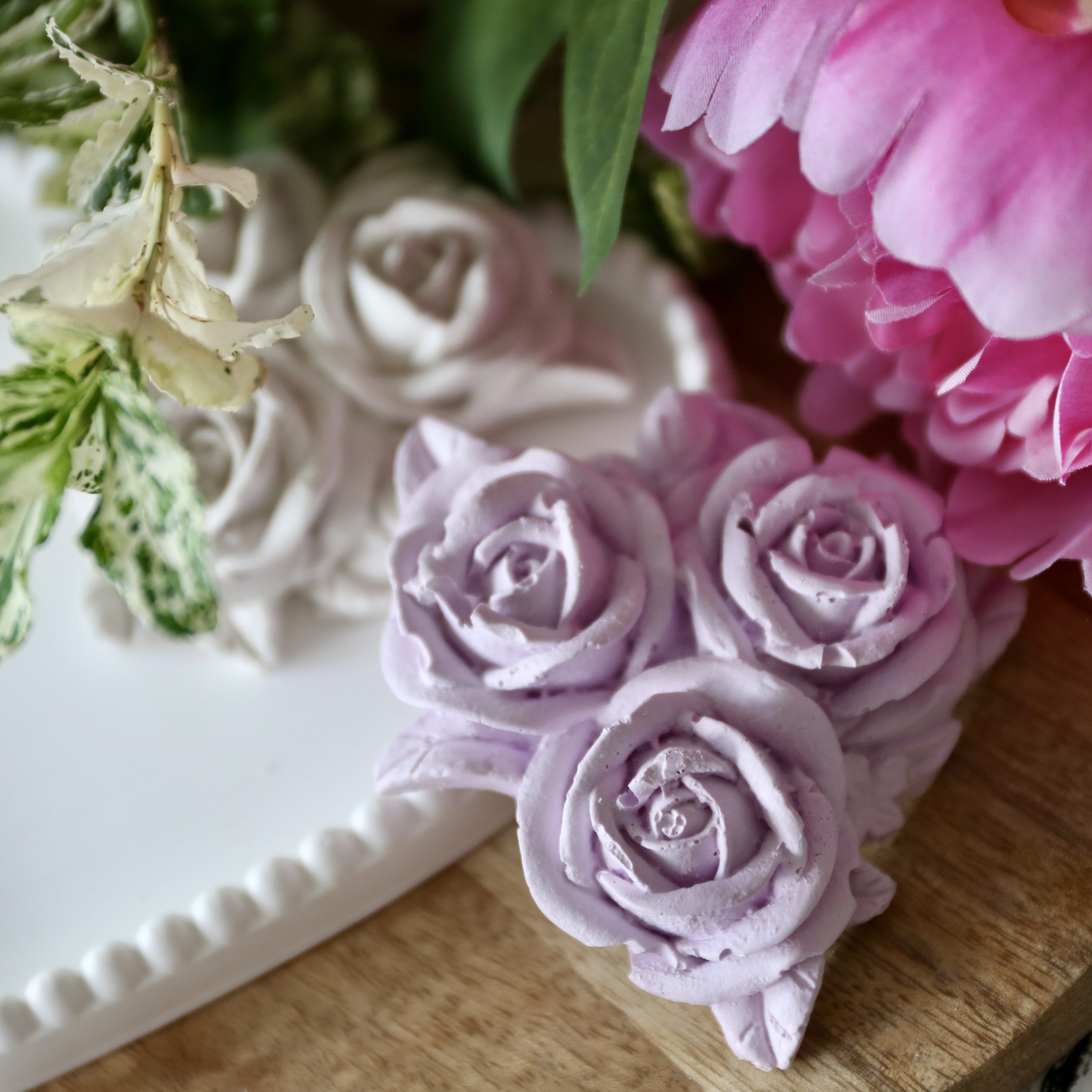 *Silikon-Gießform - Blüten - Blumen - Rosenblüten - Rosenbouquet* – Bild 6