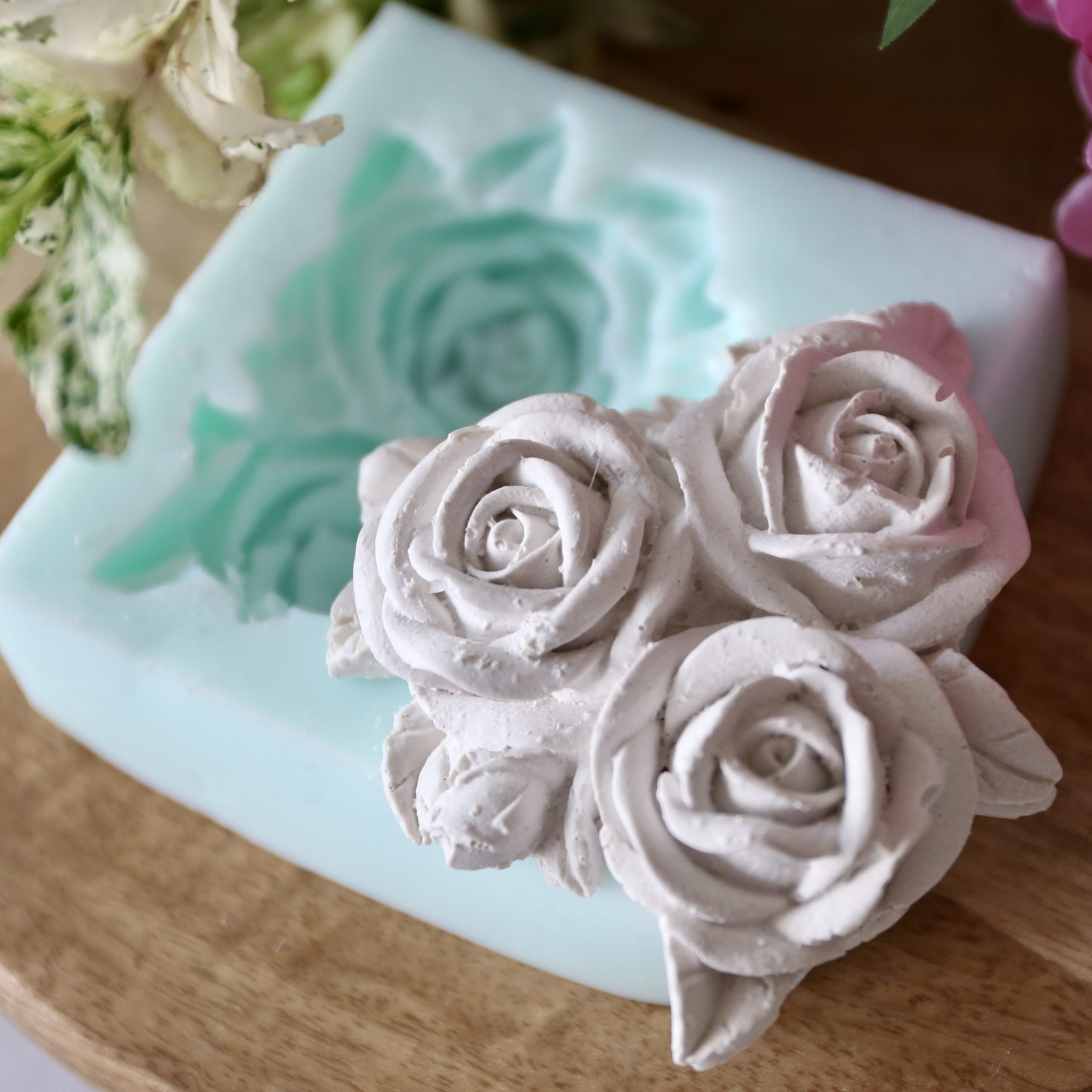*Silikon-Gießform - Blüten - Blumen - Rosenblüten - Rosenbouquet* – Bild 9