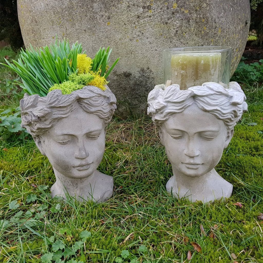 *Silikon Gießform Pflanztopf Klassicher Kopf mit Blumenkranz