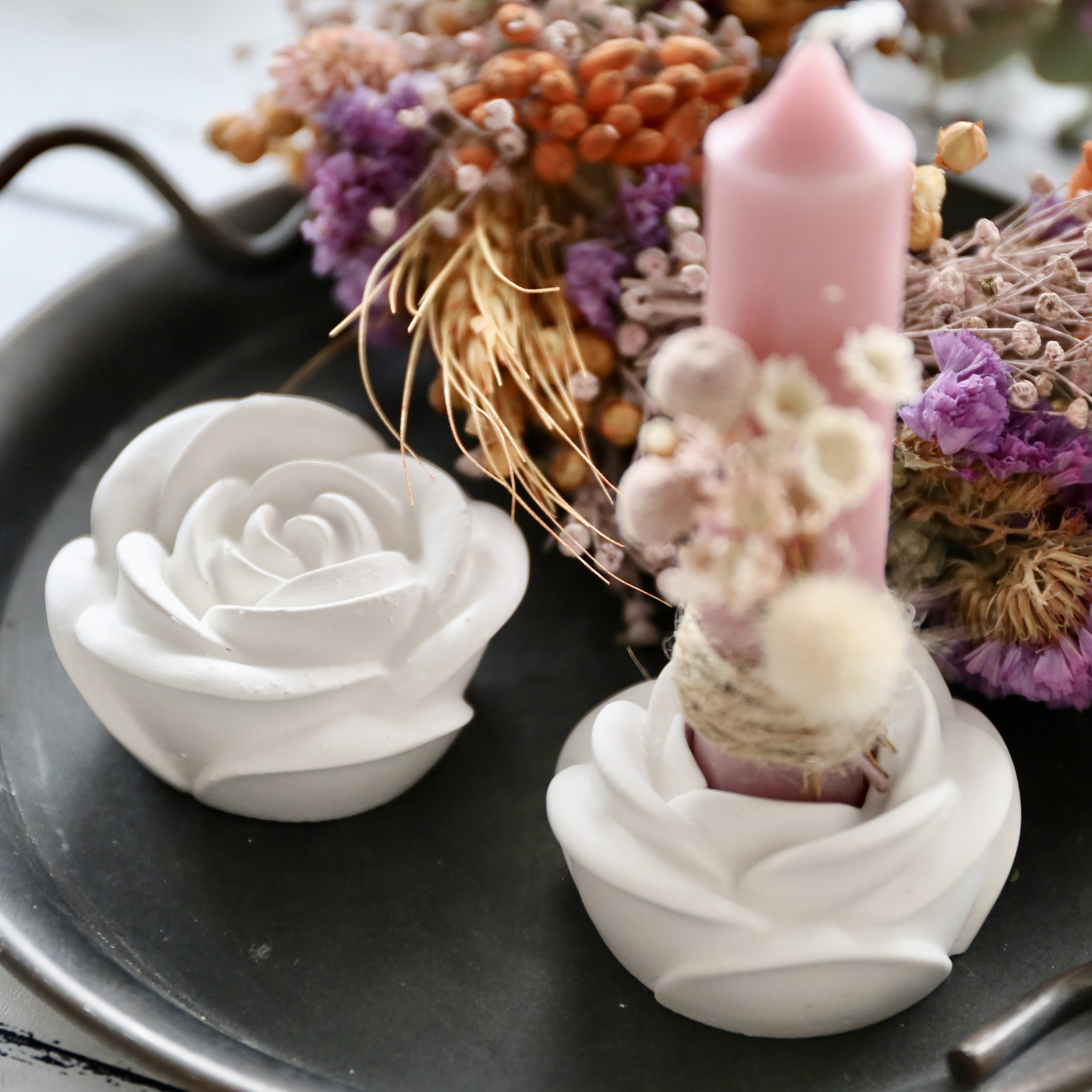 *Silikon - Gießform - Rose geschlossen / Kerzenhalter*