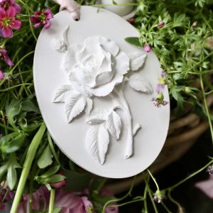 *Silikon - Gießform - Anhänger mit Rose - oval*
