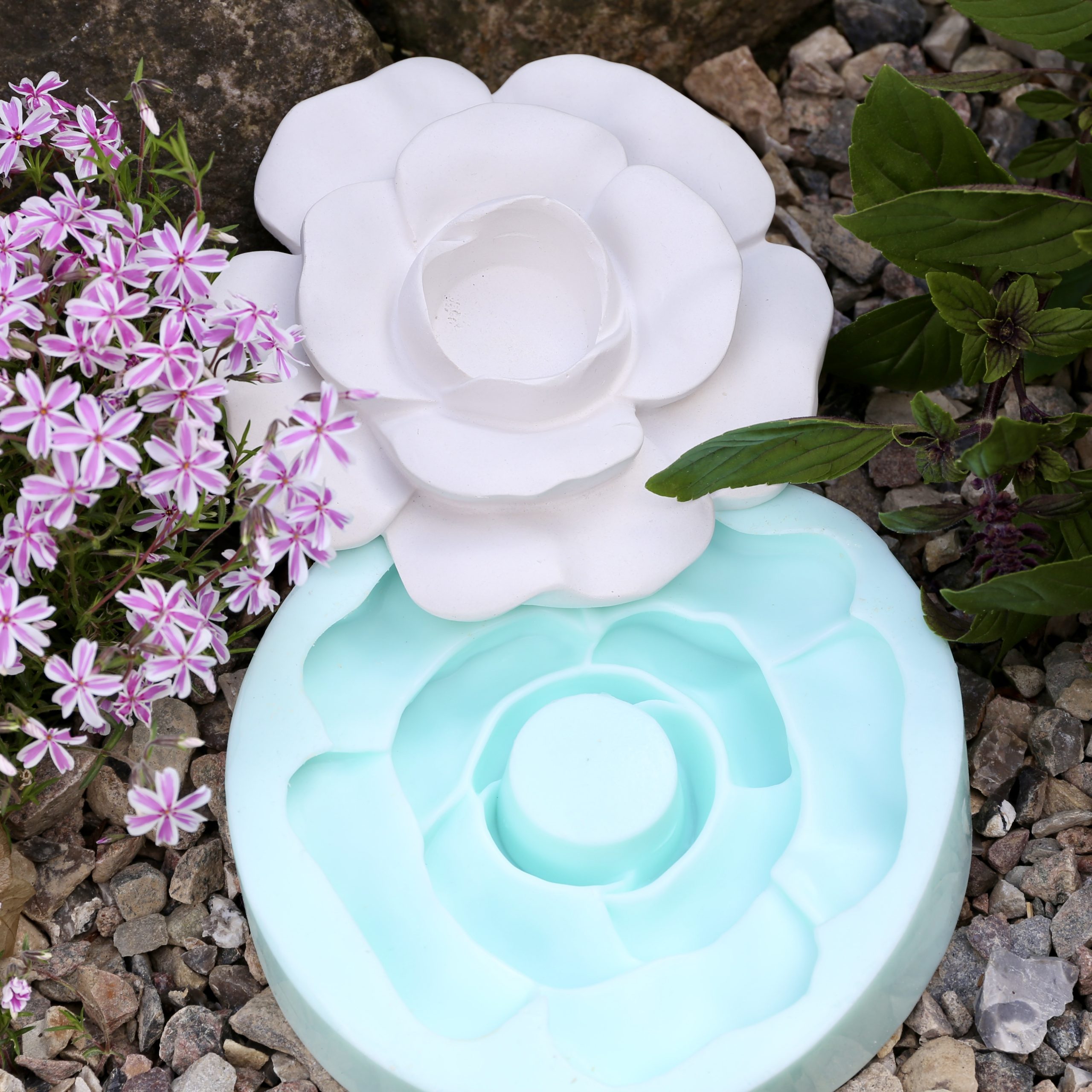 Silikon - Gießform - Rosenblüte - Blütendeko - Mit und ohne Kerze – Bild 27