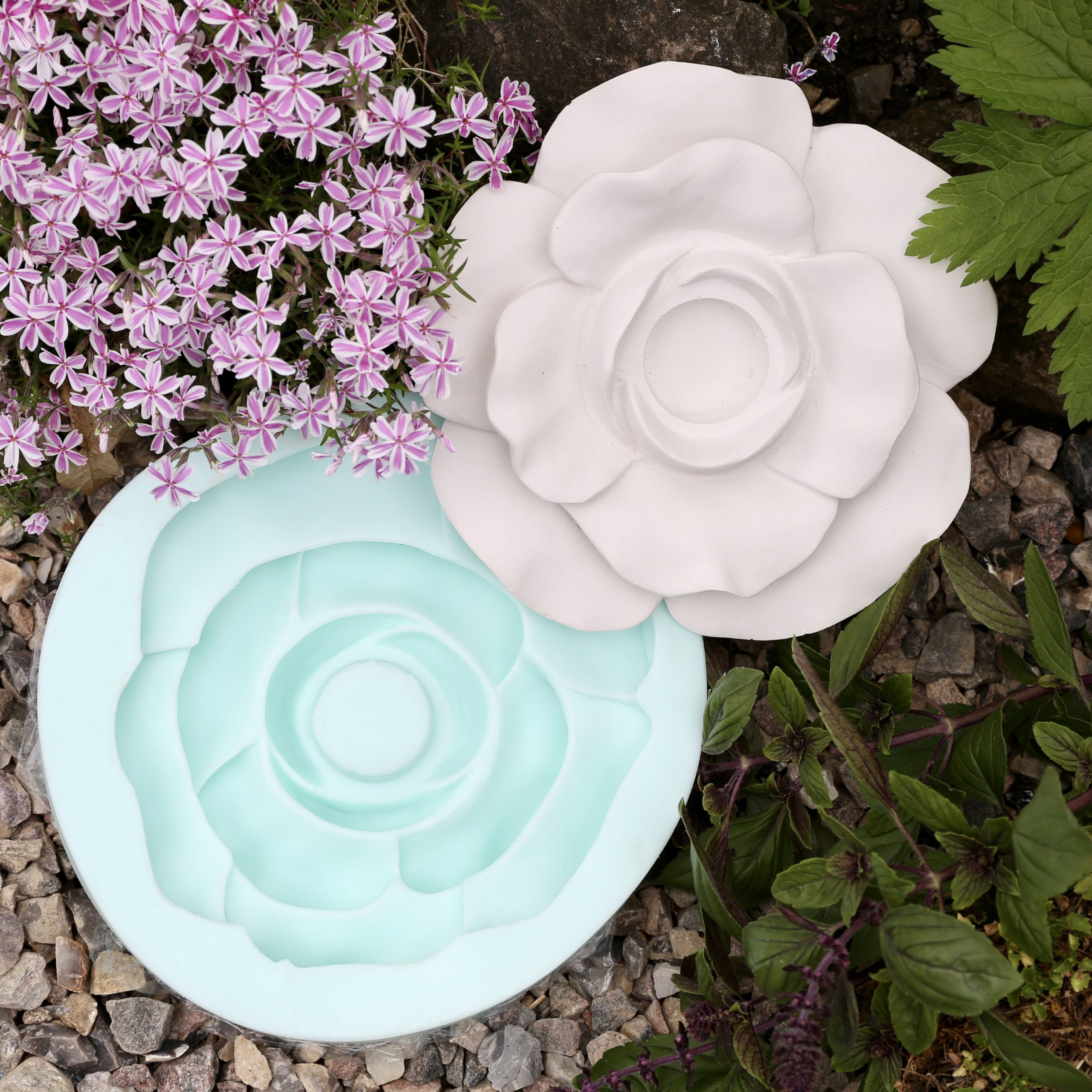 Silikon - Gießform - Rosenblüte - Blütendeko - Mit und ohne Kerze – Bild 13