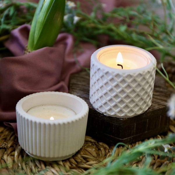 Silikon - Gießform - Mini Kerzenhalter - elegante Streifen - 2 Varianten