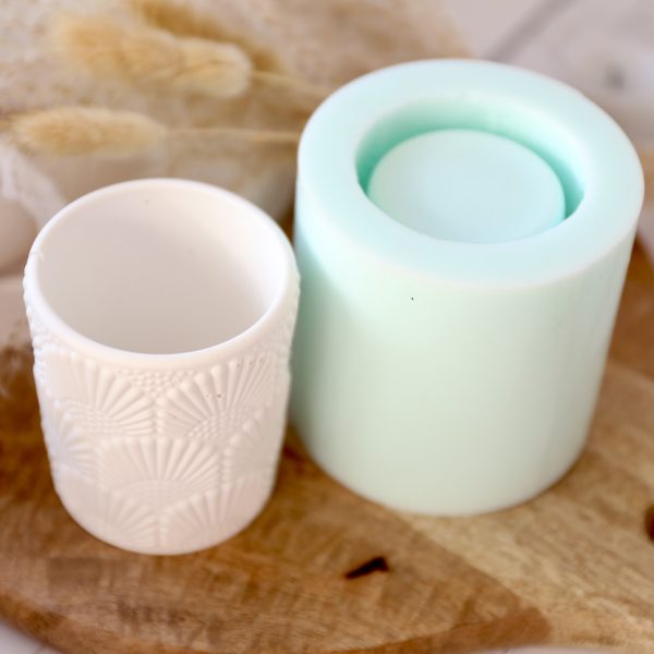 Silikon - Gießform - Teelichtbecher mit floralem Dekomuster – Bild 3