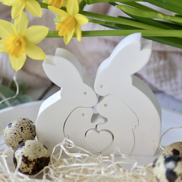 Silikon - Gießform - Osterhasen Familie mit Herz - Puzzle – Bild 2