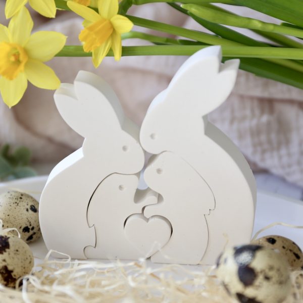 Silikon - Gießform - Osterhasen Familie mit Herz - Puzzle – Bild 3