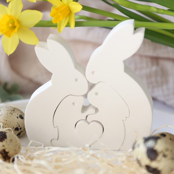 Silikon - Gießform - Osterhasen Familie mit Herz - Puzzle – Bild 4