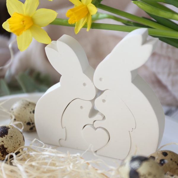 Silikon - Gießform - Osterhasen Familie mit Herz - Puzzle – Bild 5