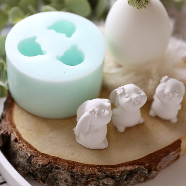 Silikon - Gießform - Mini Schnupperhasen mit Blume - Multiform – Bild 3