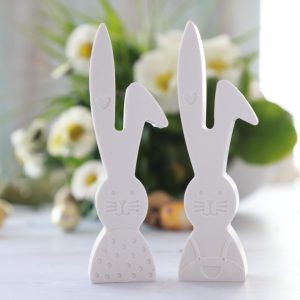 Silikon - Gießform - Osterhasen Paar mit Knickohr und Herz - Ostern