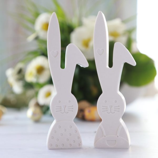 Silikon - Gießform - Osterhasen Paar mit Knickohr und Herz - Ostern