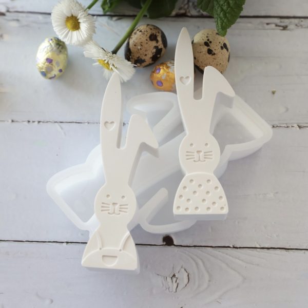 Silikon - Gießform - Osterhasen Paar mit Knickohr und Herz - Ostern – Bild 2