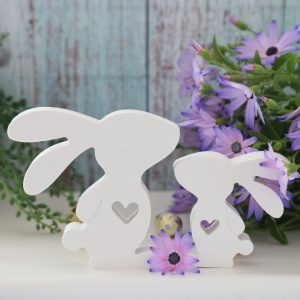 Silikon - Gießform - Stehendes Osterhasen Paar mit Bommel und Herz - Ostern