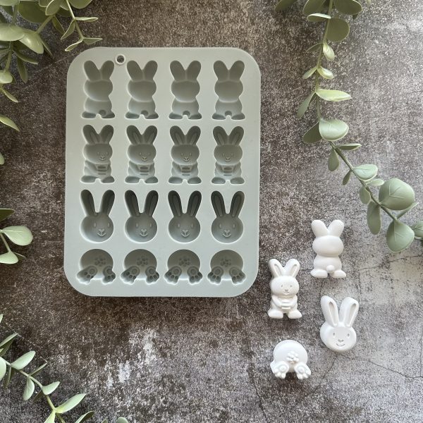 Silikon - Gießform - Matte - Hasenparade - Osterhasen - für 16 Figuren – Bild 2