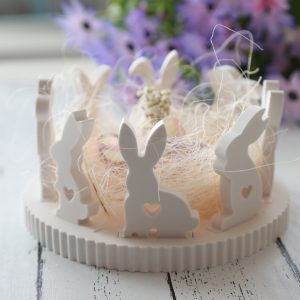 2. WAHL - Silikon - Gießform - Osterhasen und Dekoteller mit Rillen - Kombiset - Steckleise