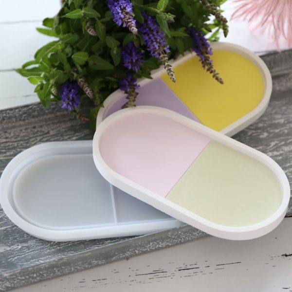 Silikon - Gießform - Duo Color - Ovaler Kleiner Dekoteller - tiefer Rand - geteilt - Studio Martinchen – Bild 10