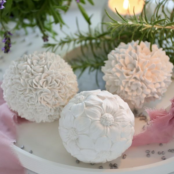 Silikon - Gießform - Kleine Zarte Blumenkugel - flache Blüten – Bild 5