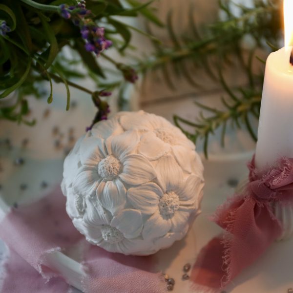 Silikon - Gießform - Kleine Zarte Blumenkugel - flache Blüten – Bild 6