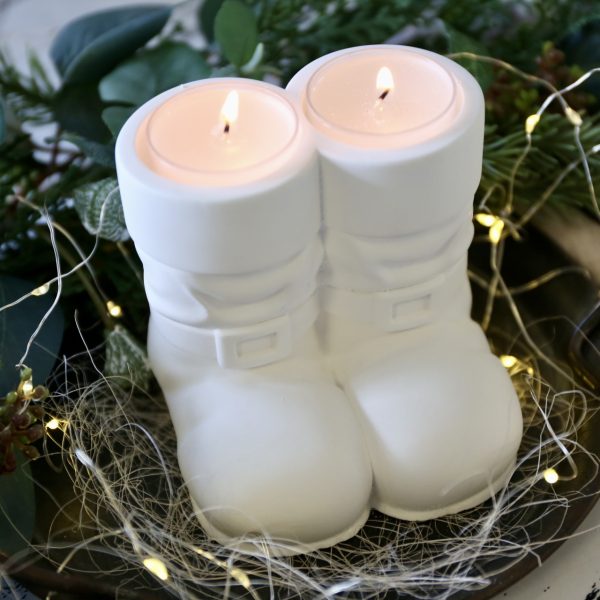 Silikon - Gießform - Santa Claus Stiefel - Tellerhalter - Weihnachtsmannstiefel - Weihnachten - Teelichthalter