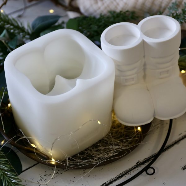 Silikon - Gießform - Santa Claus Stiefel - Tellerhalter - Weihnachtsmannstiefel - Weihnachten - Teelichthalter – Bild 13