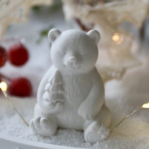 Silikon - Gießform - Mini Bär mit Tannenbaum - Winter / Weihnachten