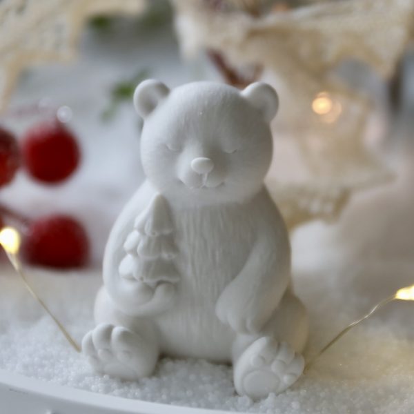 Silikon - Gießform - Mini Bär mit Tannenbaum - Winter / Weihnachten