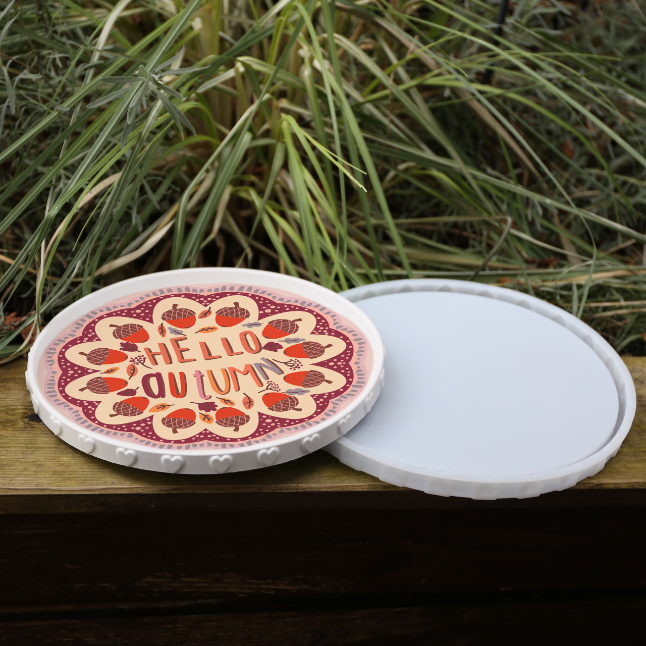 Outdoorstoff - Autumn Mandalas - Rosé/Creme/Blau - Inlays für Silikon - Dekoteller - Tablett - Groß - Bienvenido Colorido - abby and amy – Bild 4