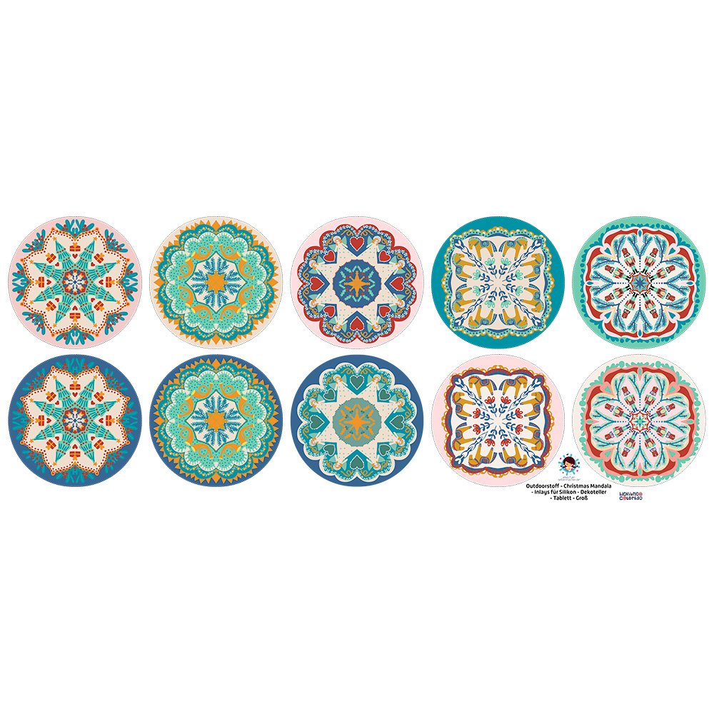 Outdoorstoff - Christmas Mandala - Inlays für Silikon - Dekoteller - Tablett - Groß - Bienvenido Colorido - abby and amy – Bild 3