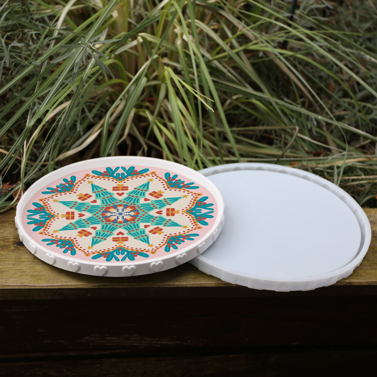 Outdoorstoff - Christmas Mandala - Inlays für Silikon - Dekoteller - Tablett - Groß - Bienvenido Colorido - abby and amy – Bild 4