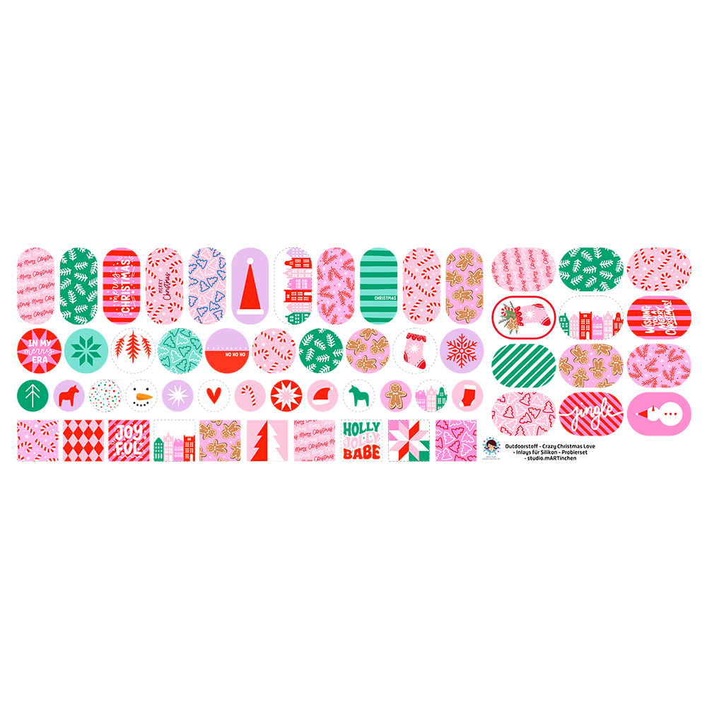 Outdoorstoff - Crazy Christmas Love - Inlays für Silikon - Probierset - studio.mARTinchen - abby and amy – Bild 3