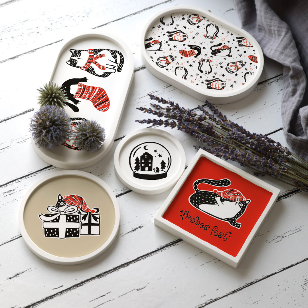 Outdoorstoff - Katzenweihnacht - Inlays für Silikon - Probierset - Sanne Paul - abby and amy