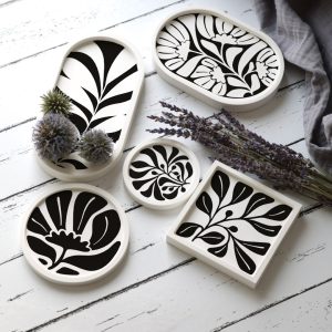 Outdoorstoff - Schwarz/Weiß Botanik - Inlays für Silikon - Probierset - Sanne Paul - abby and amy