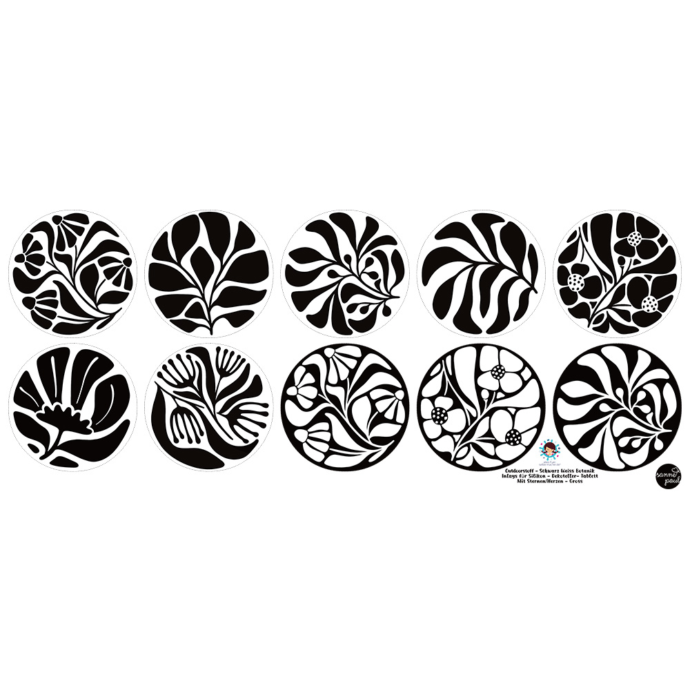 Outdoorstoff - Schwarz/Weiß Botanik - Inlays für Silikon - Dekoteller - Tablett - Groß - Sanne Paul - abby and amy – Bild 3