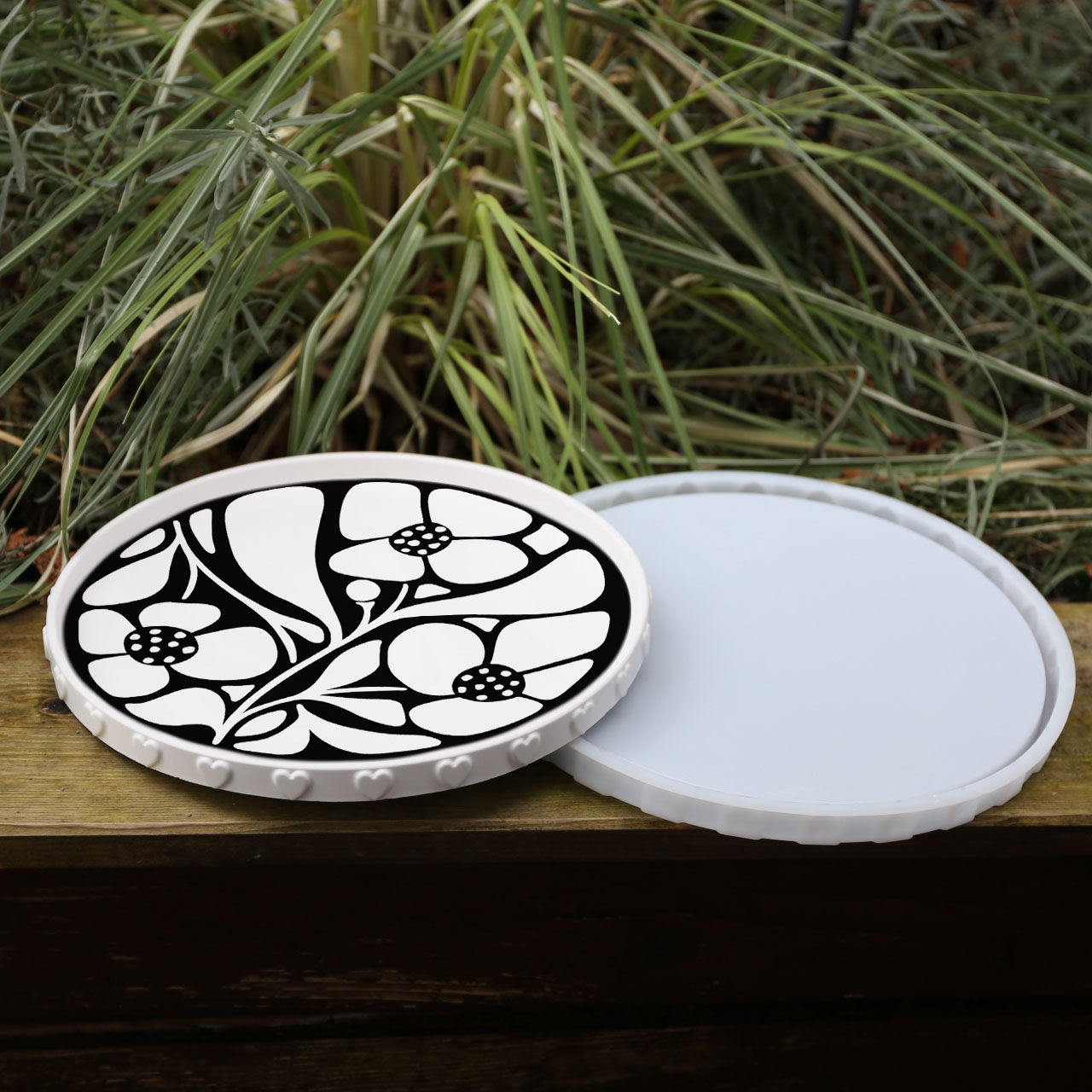 Outdoorstoff - Schwarz/Weiß Botanik - Inlays für Silikon - Dekoteller - Tablett - Groß - Sanne Paul - abby and amy – Bild 4
