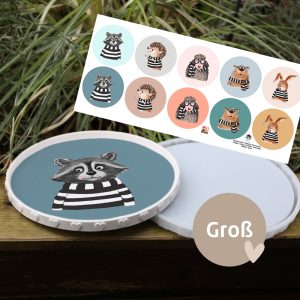 Outdoorstoff - fröhliche Tierfreunde - Inlays für Silikon - Dekoteller - Tablett - Groß - ela ideen - abby and amy