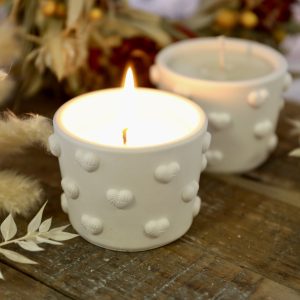 Silikon - Gießform - Traumhafte Herz-Blasen mit Strickoptik Kerzenglas - Kerzengefäß - 3,5oz - mit Manschette - offizieller Partner von Boowan Nicole