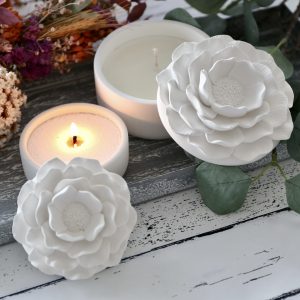 Silikon - Gießform - Zarte Kamelienblüte - Kerzenglas - Kerzengefäß - mit Deckel - 3oz / 8,5oz - mit Manschette - offizieller Partner von Boowan Nicole