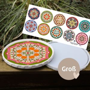 Outdoorstoff - Autumn Mandalas - Grün/Rot/Türkis - Inlays für Silikon - Dekoteller - Tablett - Groß - Bienvenido Colorido - abby and amy