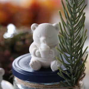 Silikon - Gießform - Mini Teddybär mit Tee - Herbst / Weihnachten