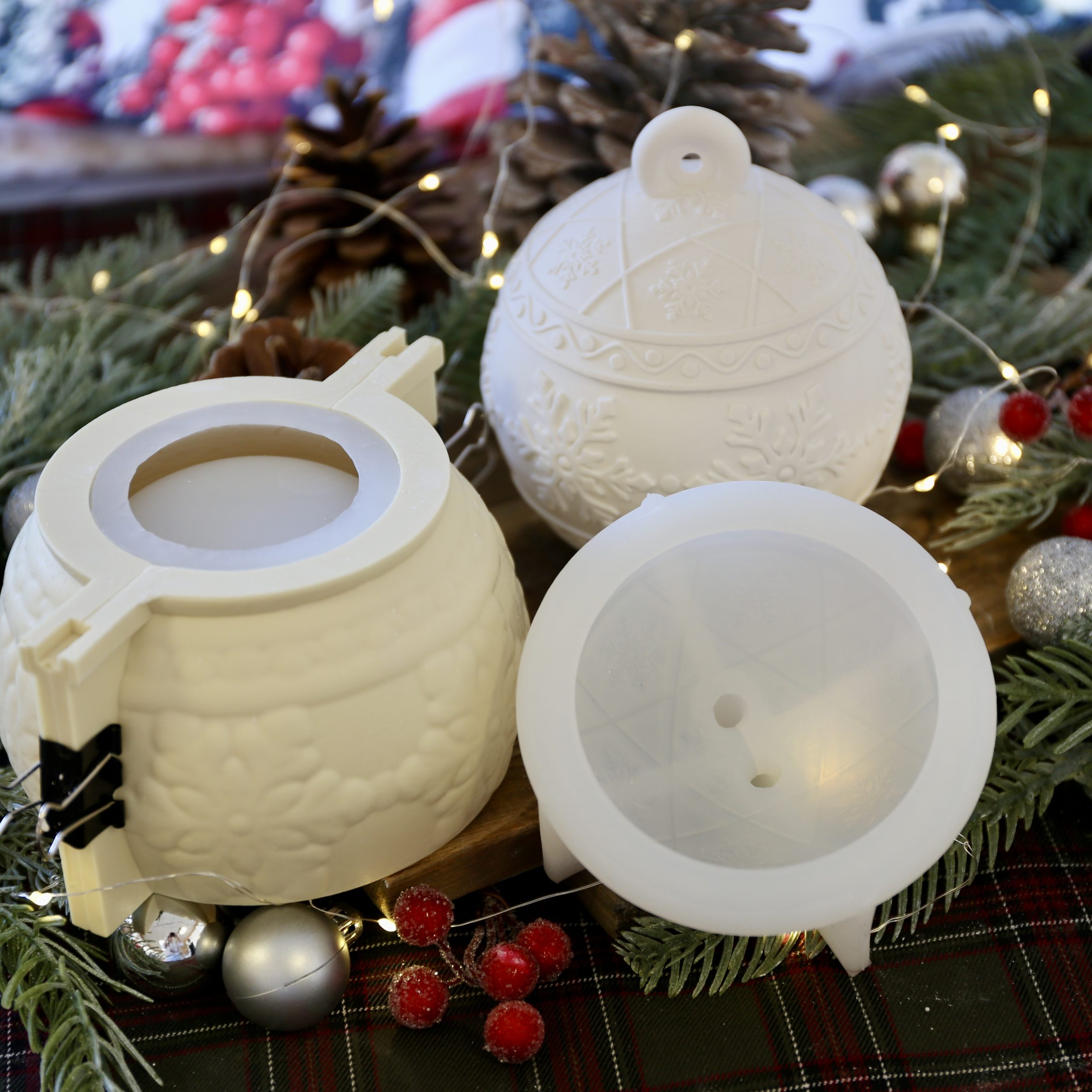 Silikon - Gießform - Wunderschöne Christbaumkugeln - Dose mit Deckel - Kerzengefäß - 6,8oz - mit Manschette - wähle aus 2 Varianten - offizieller Partner von Boowan Nicole – Bild 4