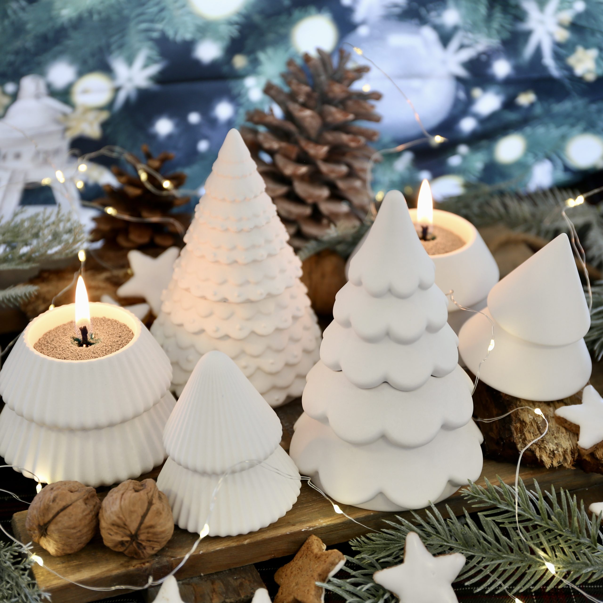 Silikon - Gießform - Besondere Tannenbäume - Dose - Kerzengefäß - 7oz - wähle aus 4 Varianten - offizieller Partner von Boowan Nicole