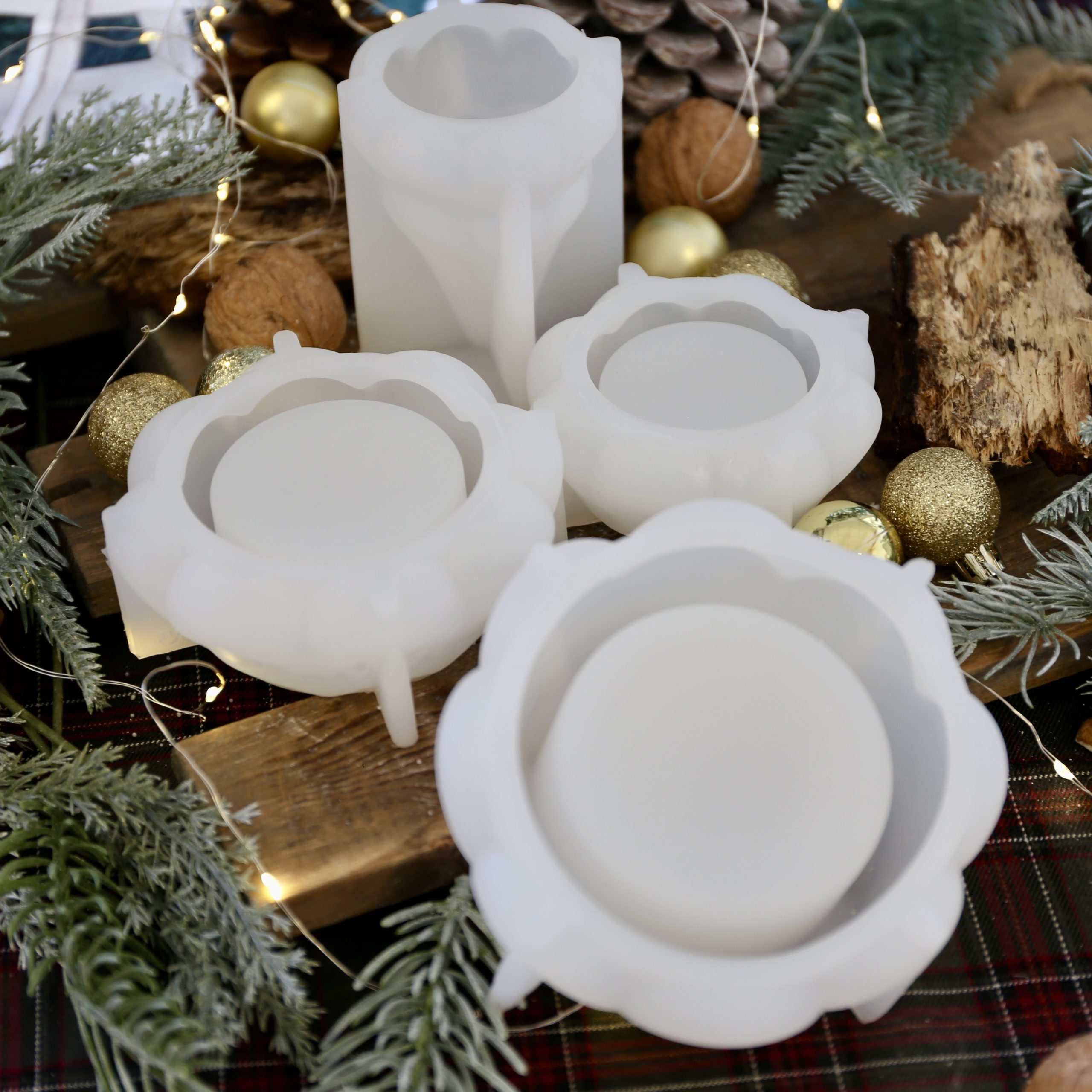 Silikon - Gießform - Zauberhafter Tannenbaum - Dose - 4 teilig - stapelbar - Kerzengefäß - offizieller Partner von Boowan Nicole – Bild 2