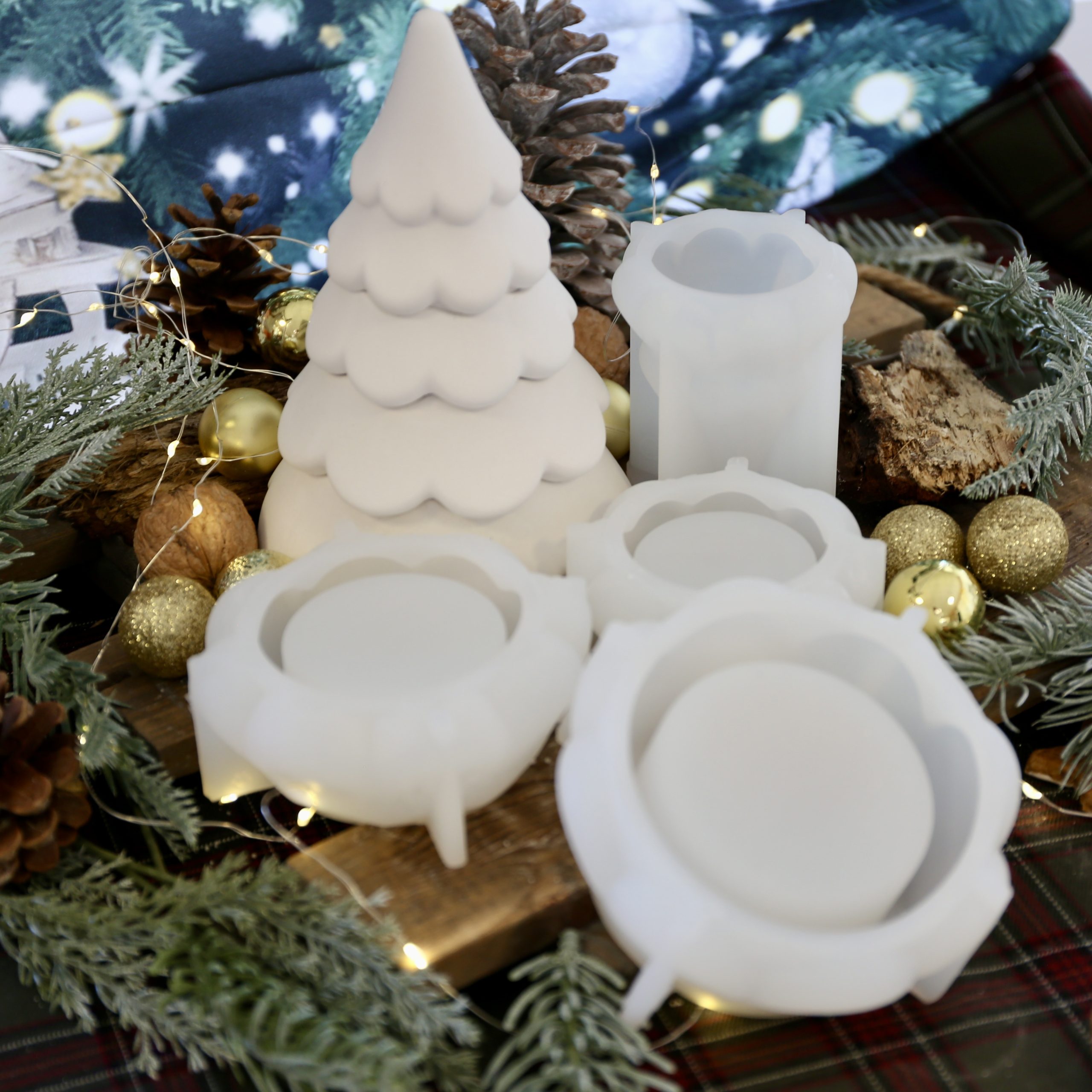 Silikon - Gießform - Zauberhafter Tannenbaum - Dose - 4 teilig - stapelbar - Kerzengefäß - offizieller Partner von Boowan Nicole – Bild 3