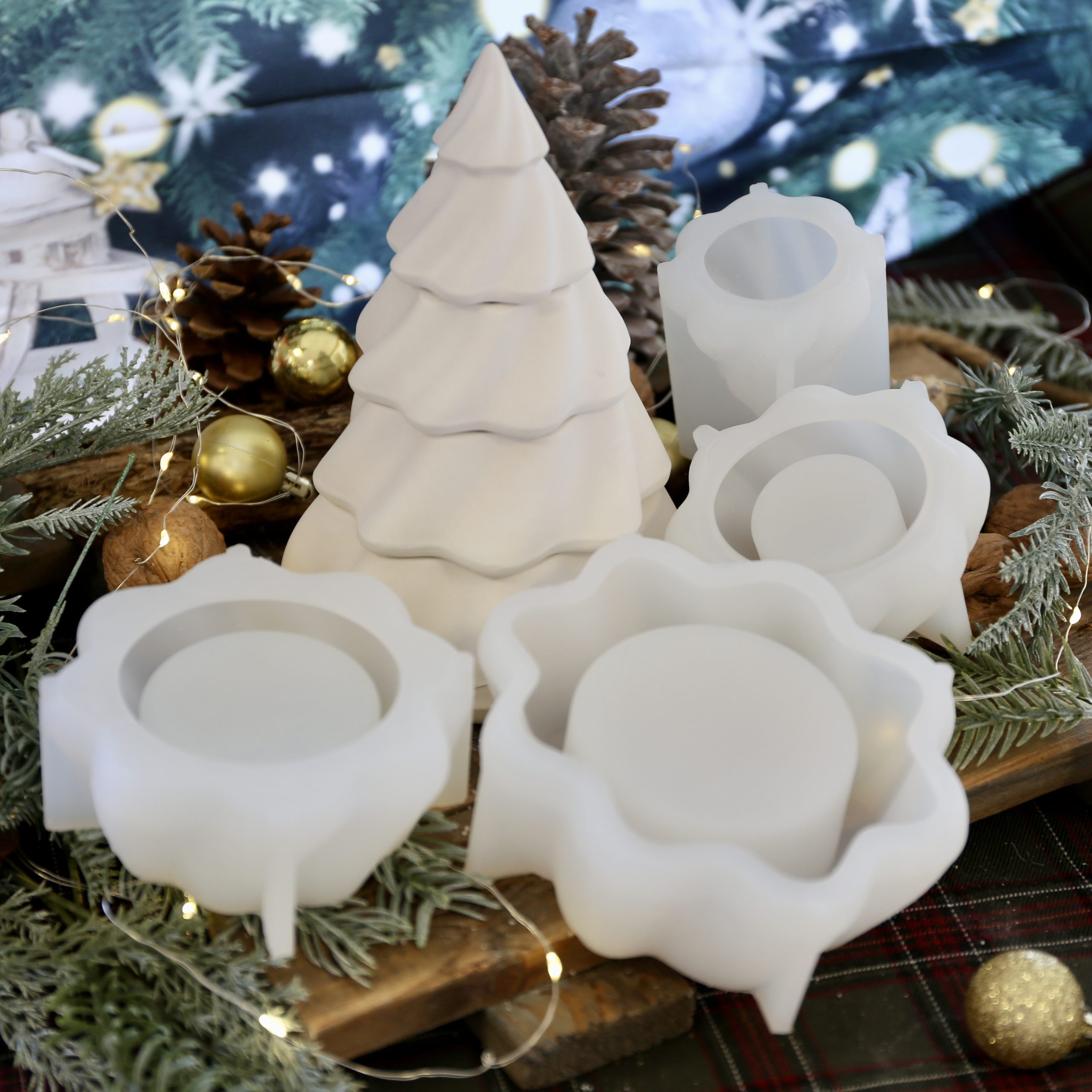 Silikon - Gießform - Mystischer Tannenbaum - 4 teilig - zum stapeln - Kerzenglas - Kerzengefäß - Set - offizieller Partner von Boowan Nicole – Bild 10
