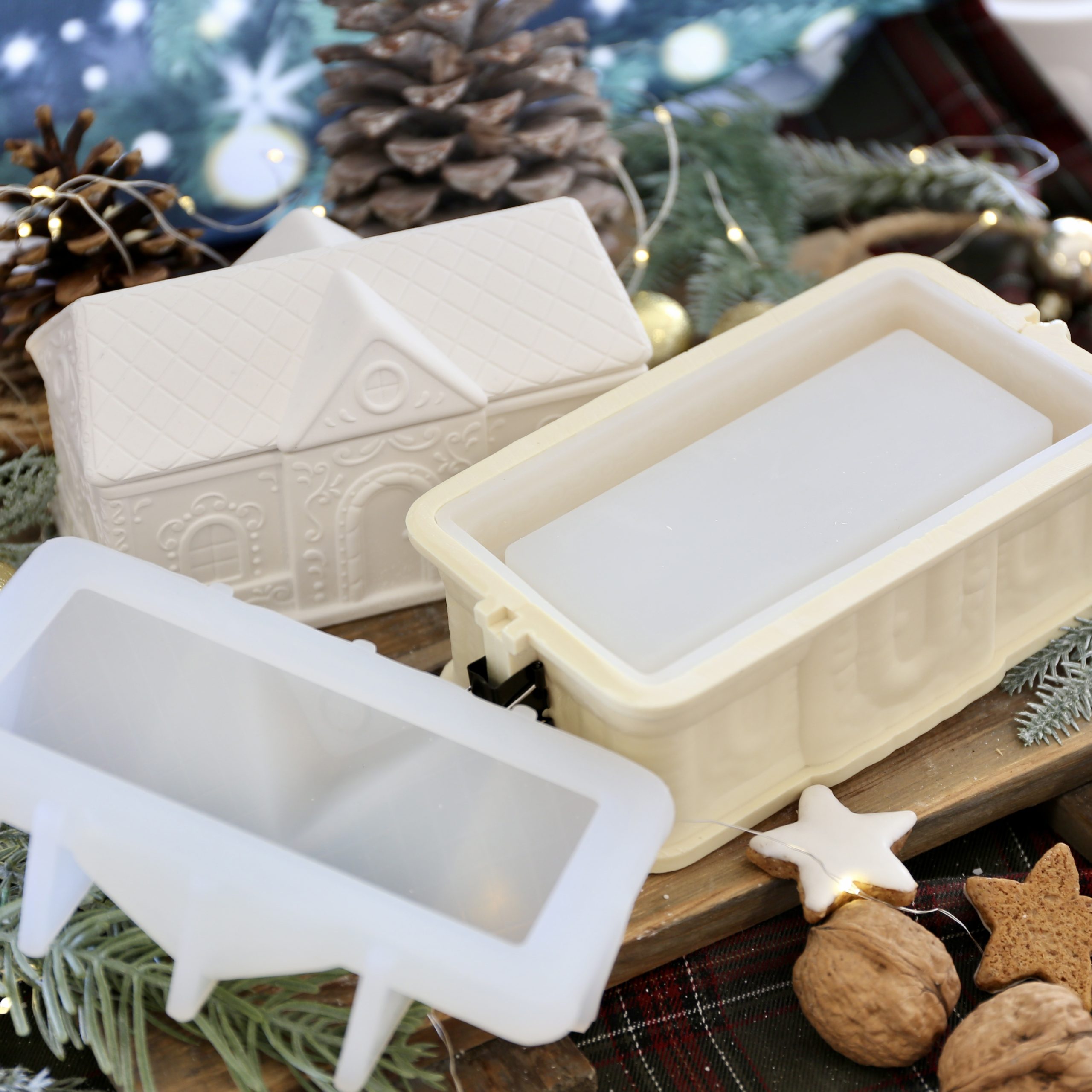 Silikon - Gießform - Lebkuchenhäuser - Dose - Kerzengefäß - 3oz / 7oz / 9oz - mit Manschette - offizieller Partner von Boowan Nicole – Bild 21