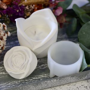 Silikon - Gießform - Kleine Rose - Kerzenglas - Kerzengefäß mit Deckel - Set mit Kerzen-Refill - 3oz - offizieller Partner von Boowan Nicole